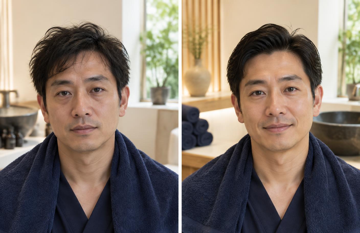 AI mockup showing a before-and-after guest story for Indigo Tension Release Therapy